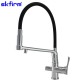 Single Lever Pull Out Kitchen Sink Faucet Mixer with Black Silicone Pipe Rotate Kitchen Faucet Hot and Cold Water