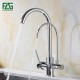 Chrome double pipe pure water tap purifier kitchen faucet